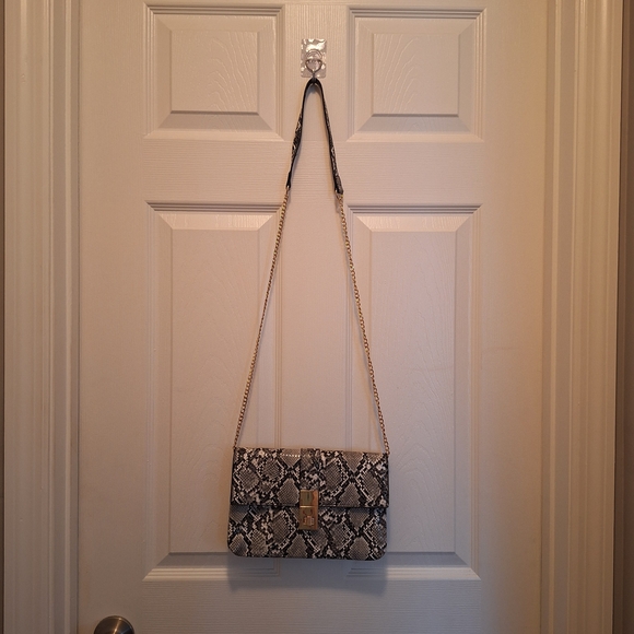 Madison West Black and Gray Snakeskin Print Crossbody Bag - Picture 3 of 15